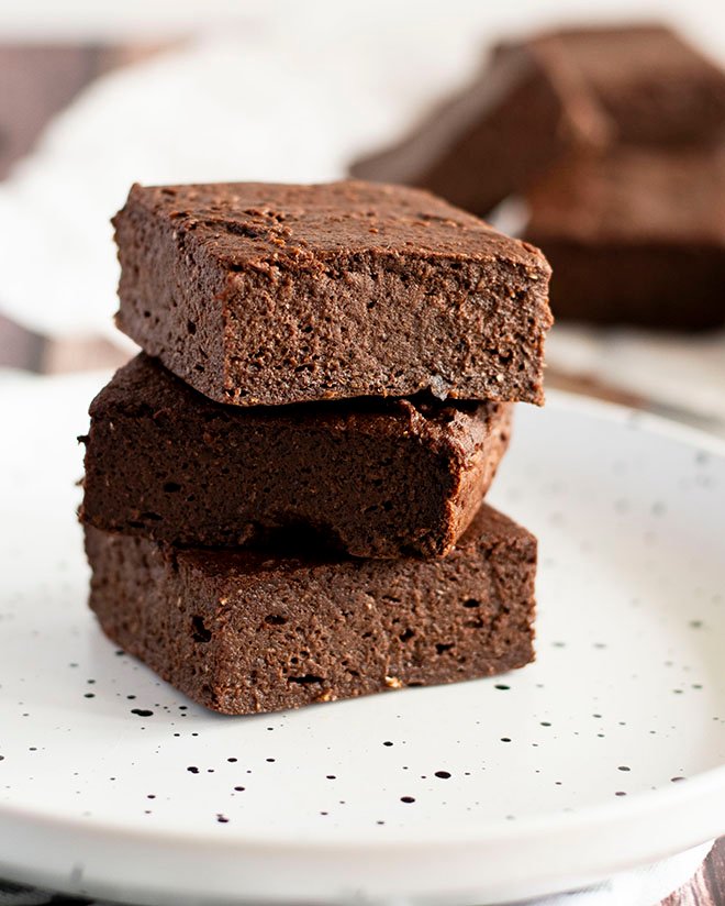 3 sweet potato and black bean brownies stacked on top of each other